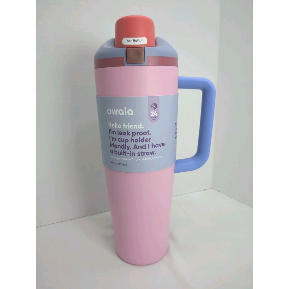 Owala Pink 40oz FreeSip Stainless Steel Tumbler Kickflip 24hrs Cold Like Stanley